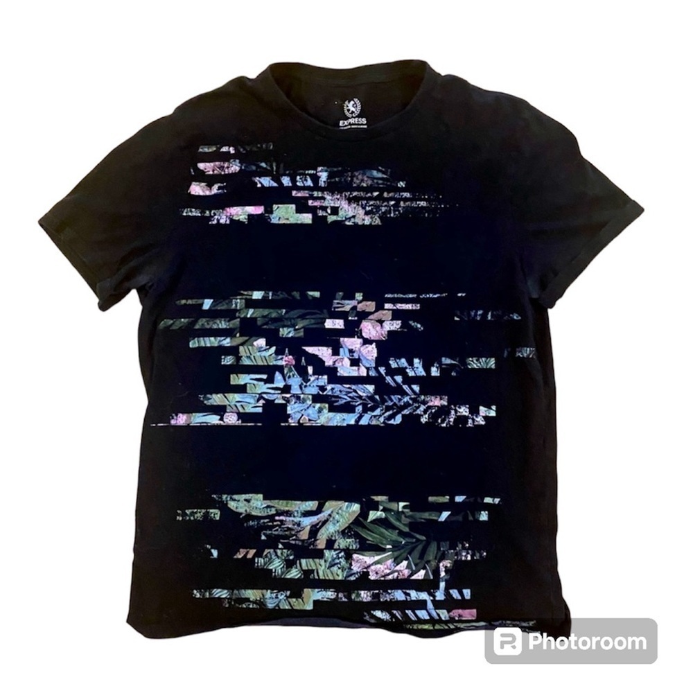 Express Black Print Graphic Tee Mens Large